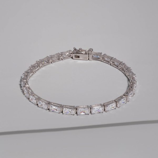 Mansfx Silver Baguette Tennis Bracelet